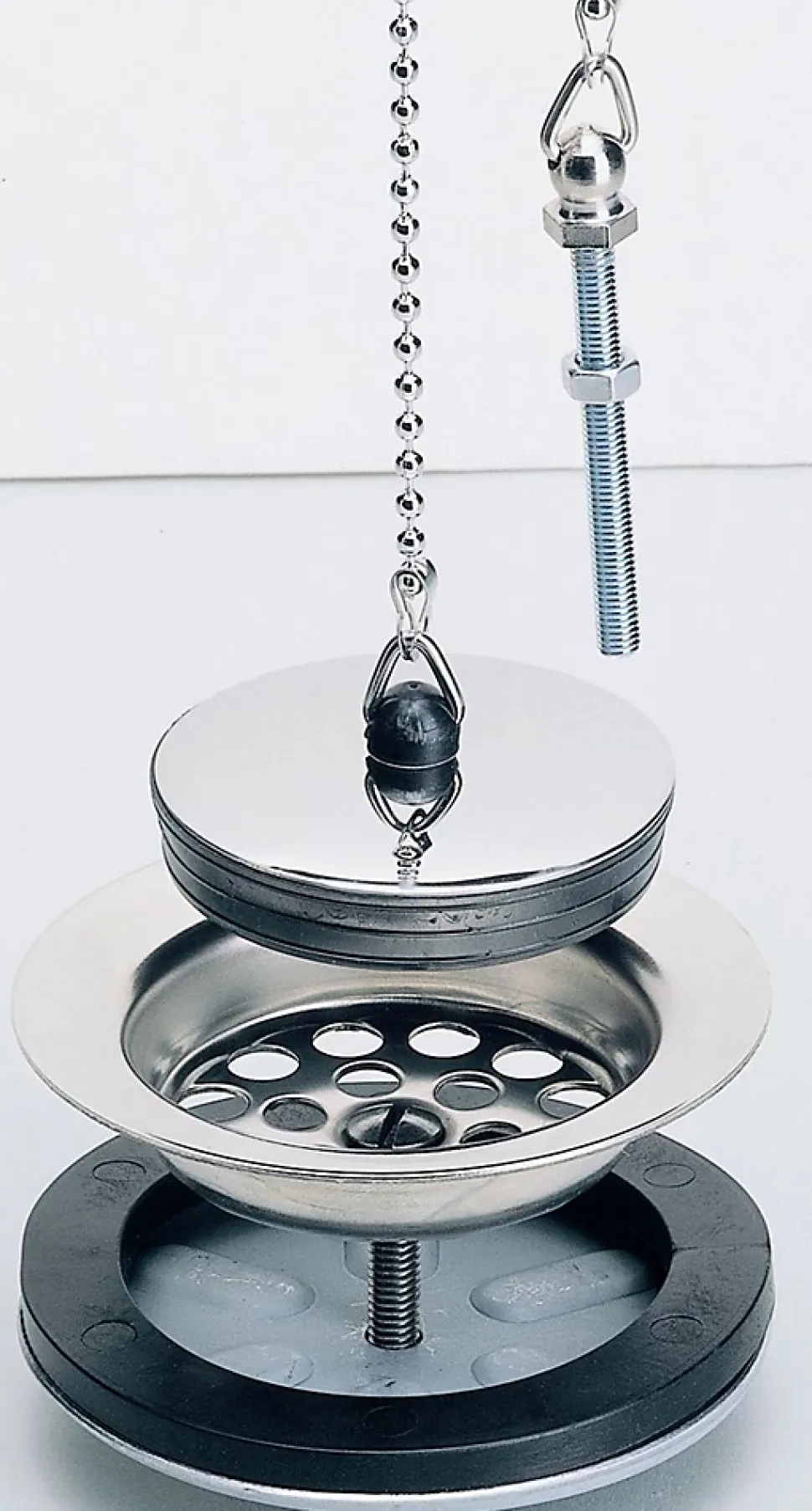 Bonde et vidage plastique pour évier grès à double paroi - Diamètre: 84 mm - Diamètre sortie: 1"1/2 - BLANC