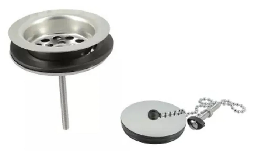 Bonde et vidage plastique pour évier grès à double paroi - Diamètre: 84 mm - Diamètre sortie: 1"1/2 - BLANC