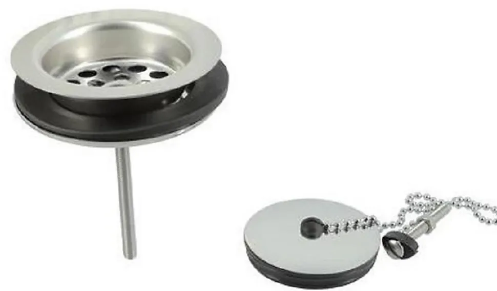Bonde et vidage plastique pour évier grès à double paroi - Diamètre: 84 mm - Diamètre sortie: 1"1/2 - BLANC