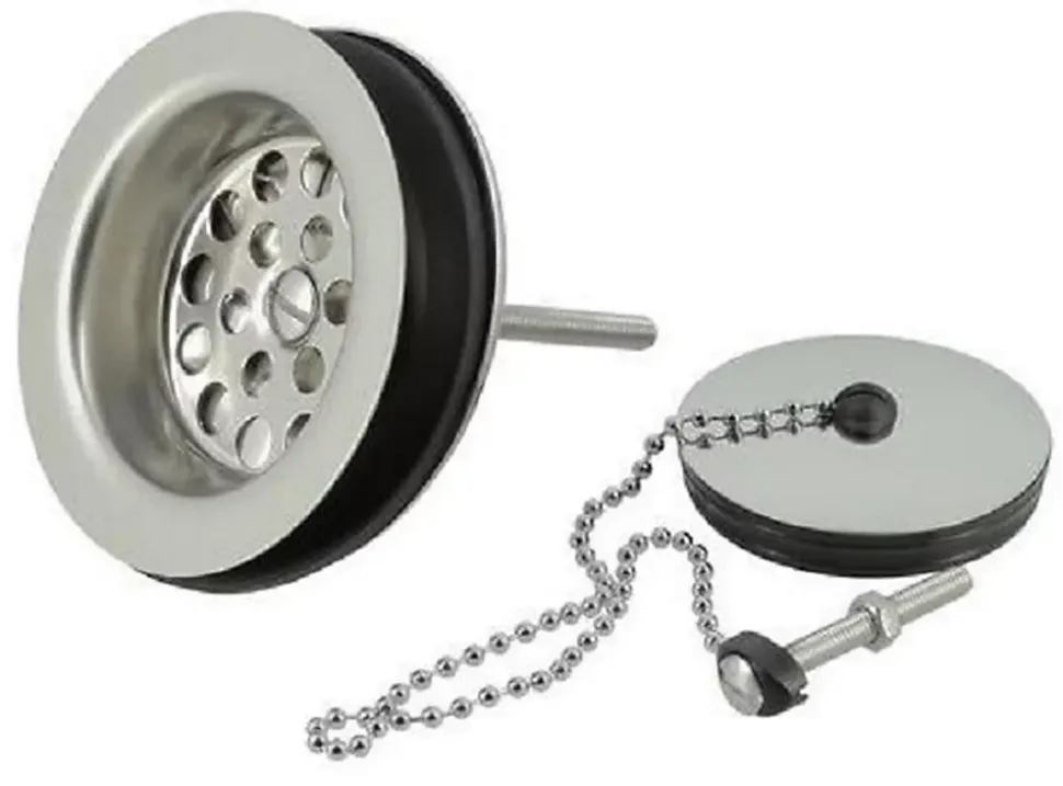 Bonde et vidage plastique pour évier grès à double paroi - Diamètre: 84 mm - Diamètre sortie: 1"1/2 - BLANC