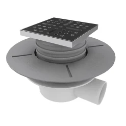Bonde horizontale DINO pour receveurs à carreler avec grille en acier inoxydable