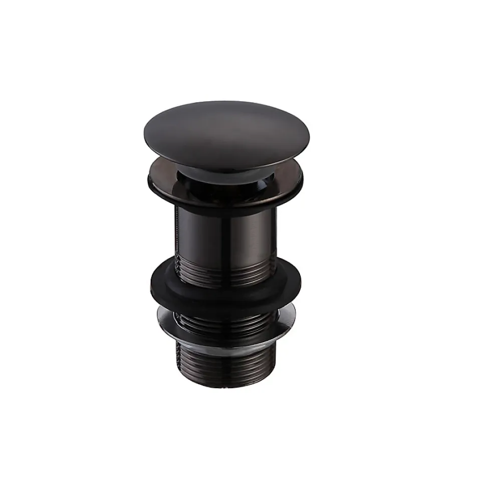 Bonde lavabo noir mat pour vasques sans trop-plein