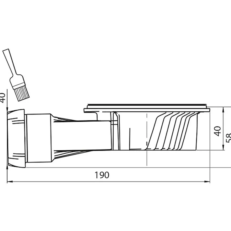 Bonde siphon diam. 90 mm extraplate Wirquin Slim+ à évacuation horizontale pour receveur de douche sortie en 40 mm