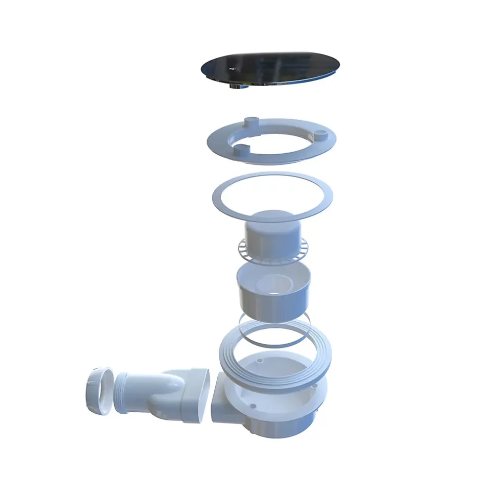Bonde Siphon extra-plat avec tuyau flexible - Diamètre 90 mm - Siphon de douche - Installation facile et gain de place