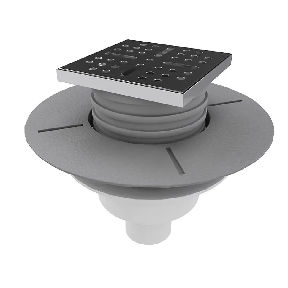 Bonde verticale DINO pour receveurs à carreler avec grille en acier inoxydable