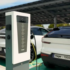 Borne de recharge double pour voiture électrique Witty Park OCPP 22 kW inoxydable avec RFID - HAGER - XEV601C