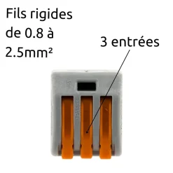 Borne rapide automatique à cliquet S222 - 3 entrées - Wago