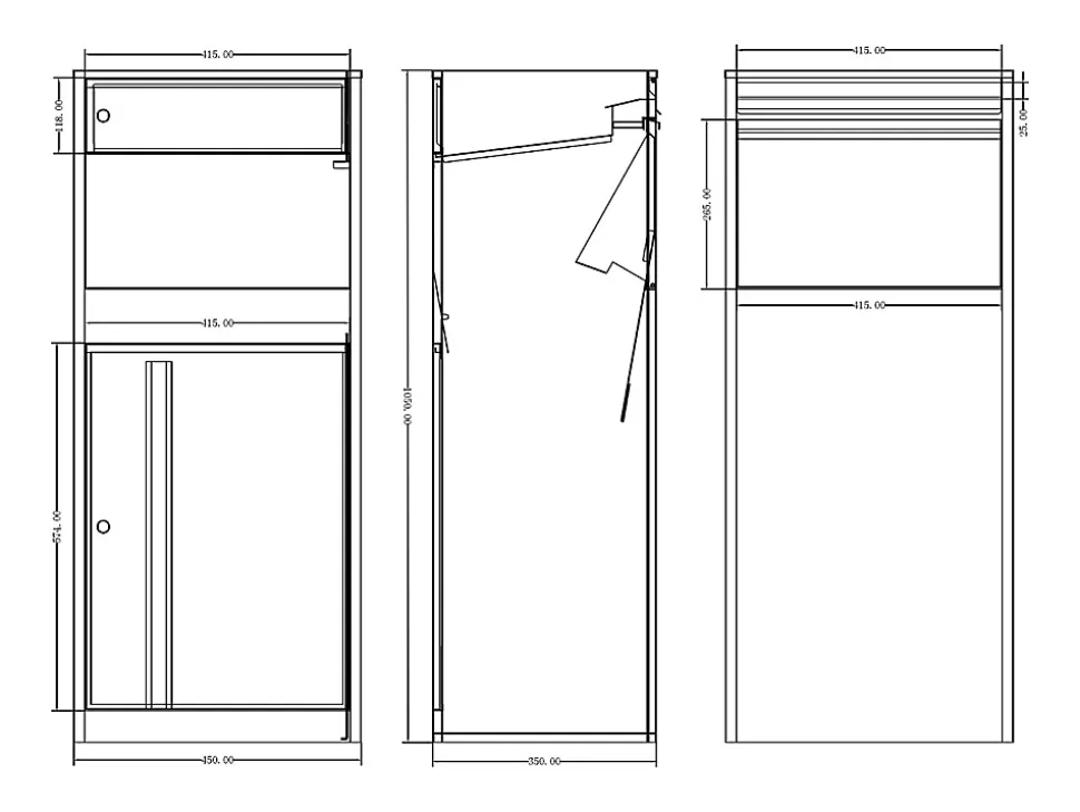 Boîte à colis anthracite - L45 x l35 x H105 cm - COLIBRI