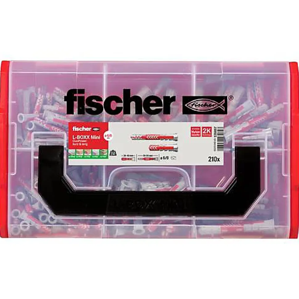 Boîte assortiment chevilles Fischer DUOPOWER FIXtainer 539867 - 210 pcs (6x30, 6x50, 8x40, 8x65)