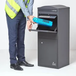 Boîte aux lettres 1 porte Boîte à colis SMART PARCEL BOX Large Gris foncé en acier