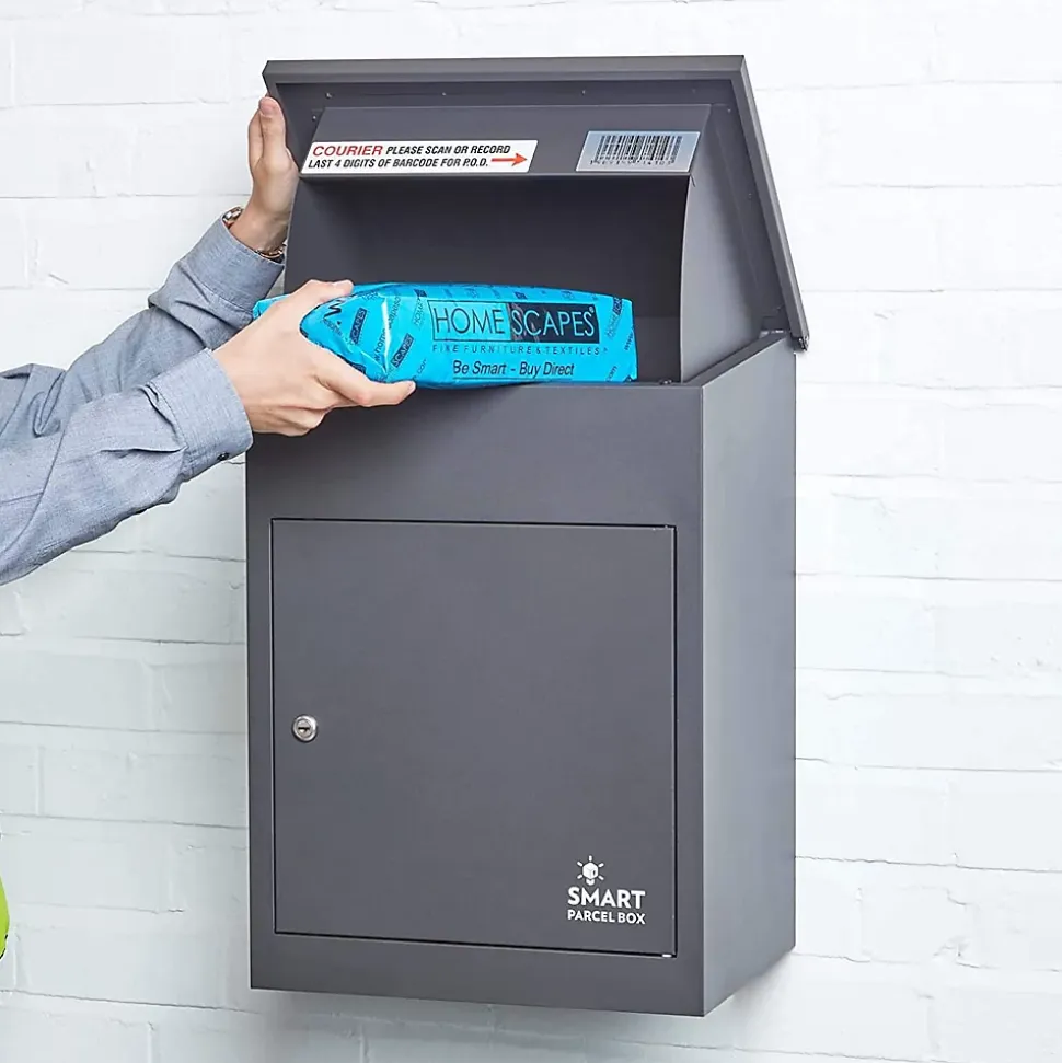 Boîte aux lettres 1 porte Boîte à colis SMART PARCEL BOX Gris foncé en acier