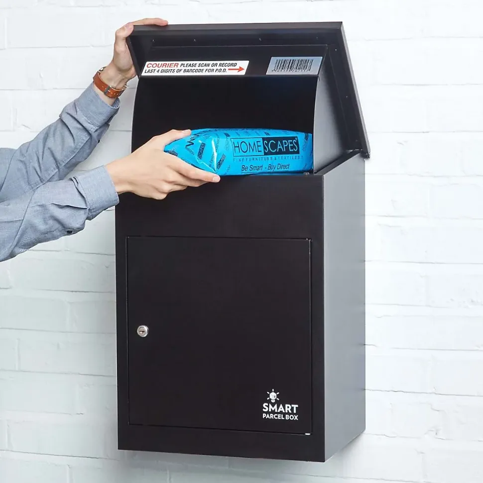 Boîte aux lettres 1 porte Boîte à colis SMART PARCEL BOX Noire en acier
