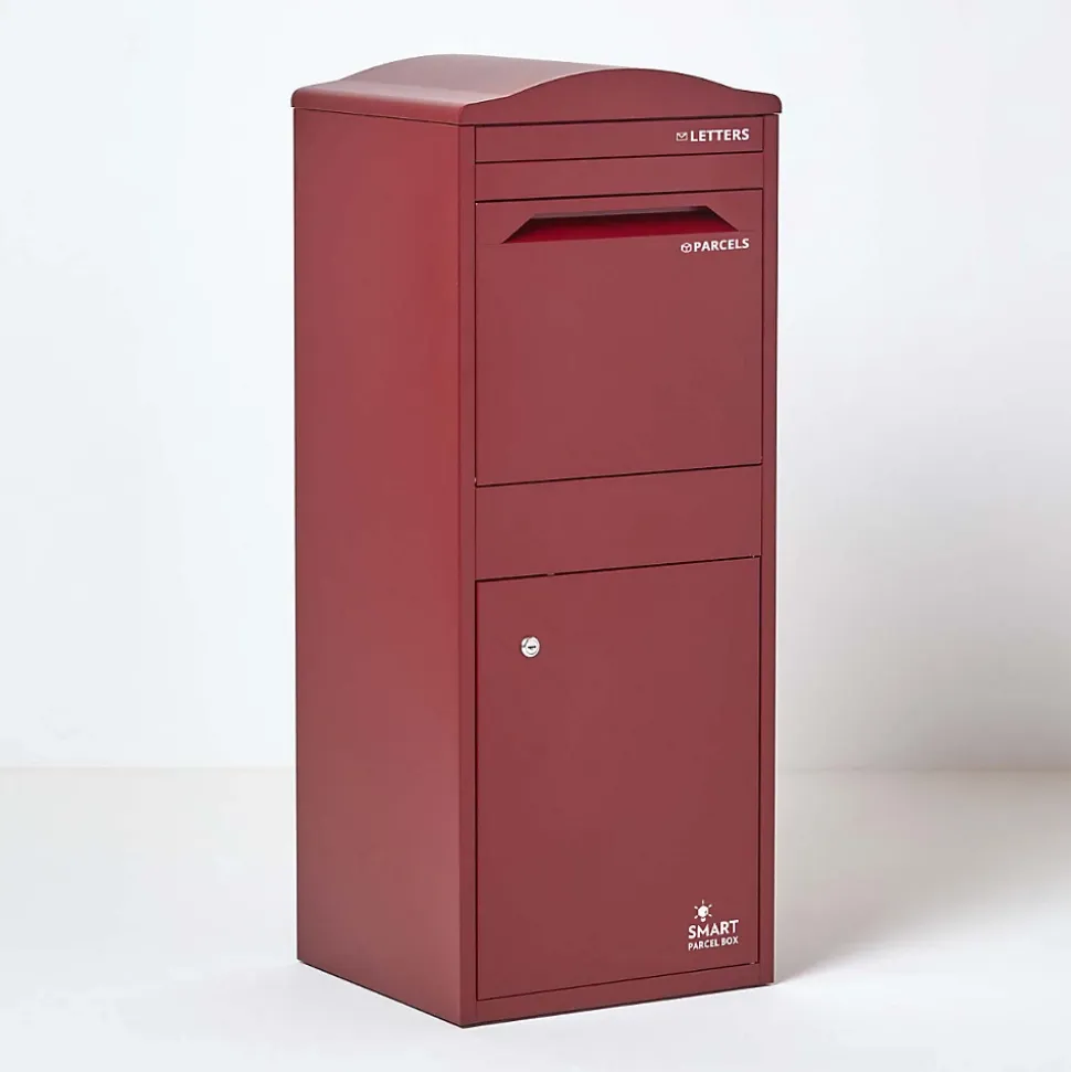 Boîte aux lettres 1 porte Boîte à colis SMART PARCEL BOX Large Bordeaux en acier