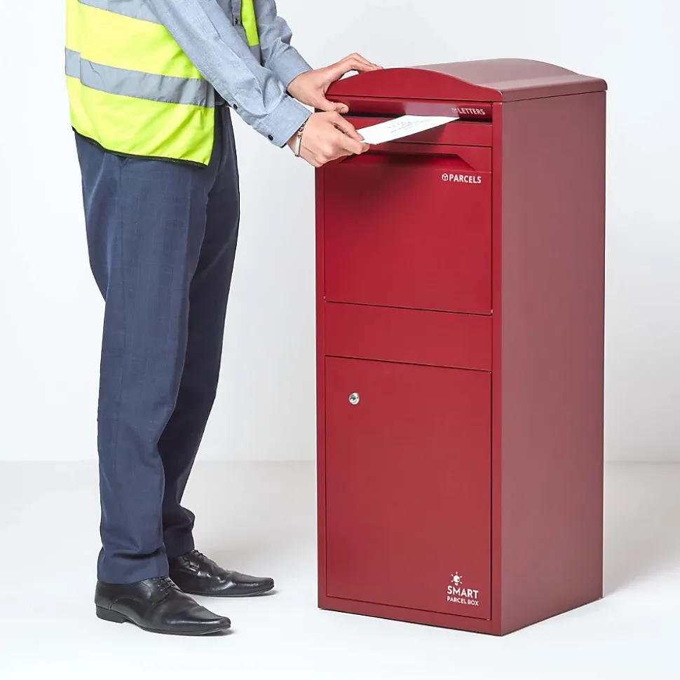 Boîte aux lettres 1 porte Boîte à colis SMART PARCEL BOX Large Bordeaux en acier
