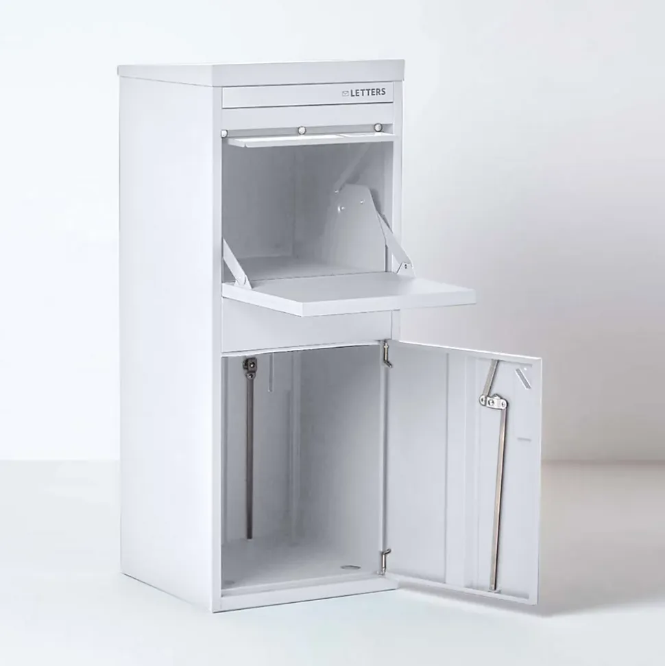 Boîte aux lettres 2 portes Boîte à colis SMART PARCEL BOX Large Blanc en acier