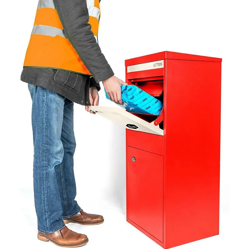Boîte aux lettres 2 portes Boîte à colis SMART PARCEL BOX Large Rouge en acier