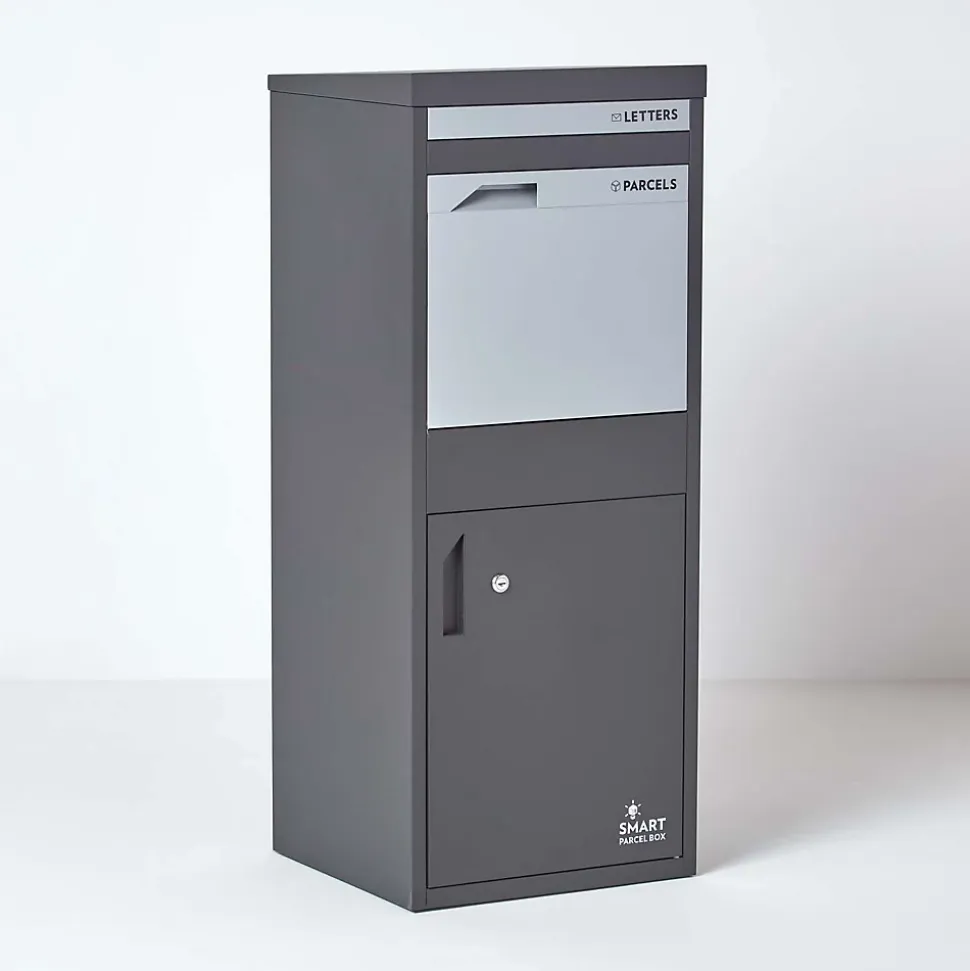 Boîte aux lettres 2 portes Boîte à colis SMART PARCEL BOX Large Gris foncé en acier