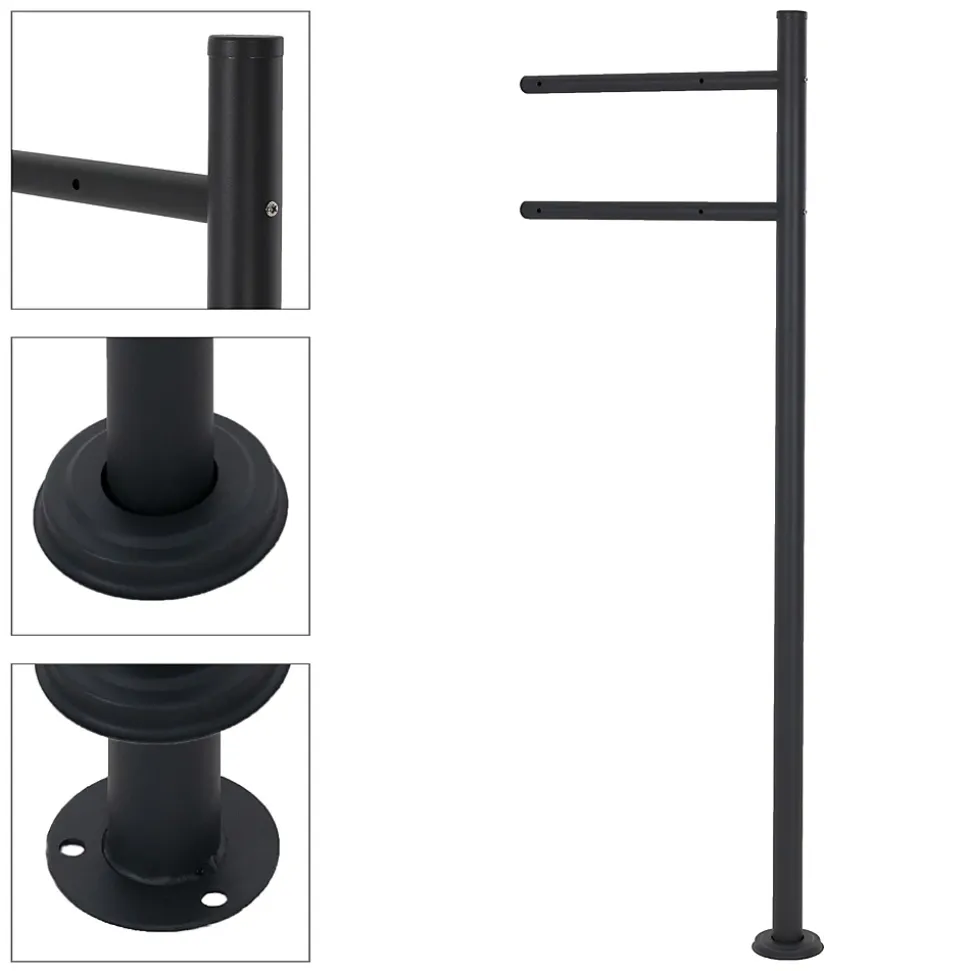 Boîte aux lettres anthracite / imitation bois avec support acier et kit montage