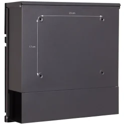 Boîte aux lettres anthracite/bois naturel avec support argenté acier inoxydable