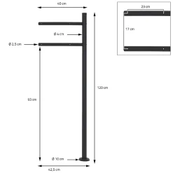 Boîte aux lettres anthracite / bois naturel avec support en acier et kit montage