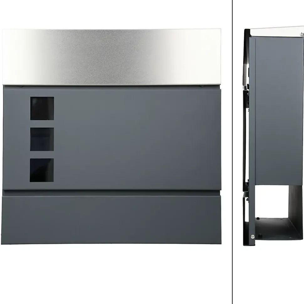 Boîte aux lettres avec support boîte postale anthracite/argent sur pieds +2 clés