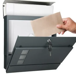 Boîte aux lettres avec support boîte postale anthracite/argent sur pieds +2 clés
