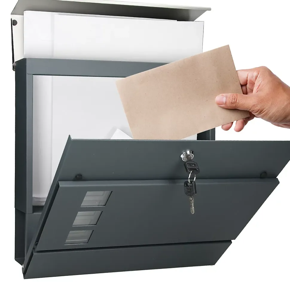 Boîte aux lettres avec support boîte postale anthracite/argent sur pieds +2 clés