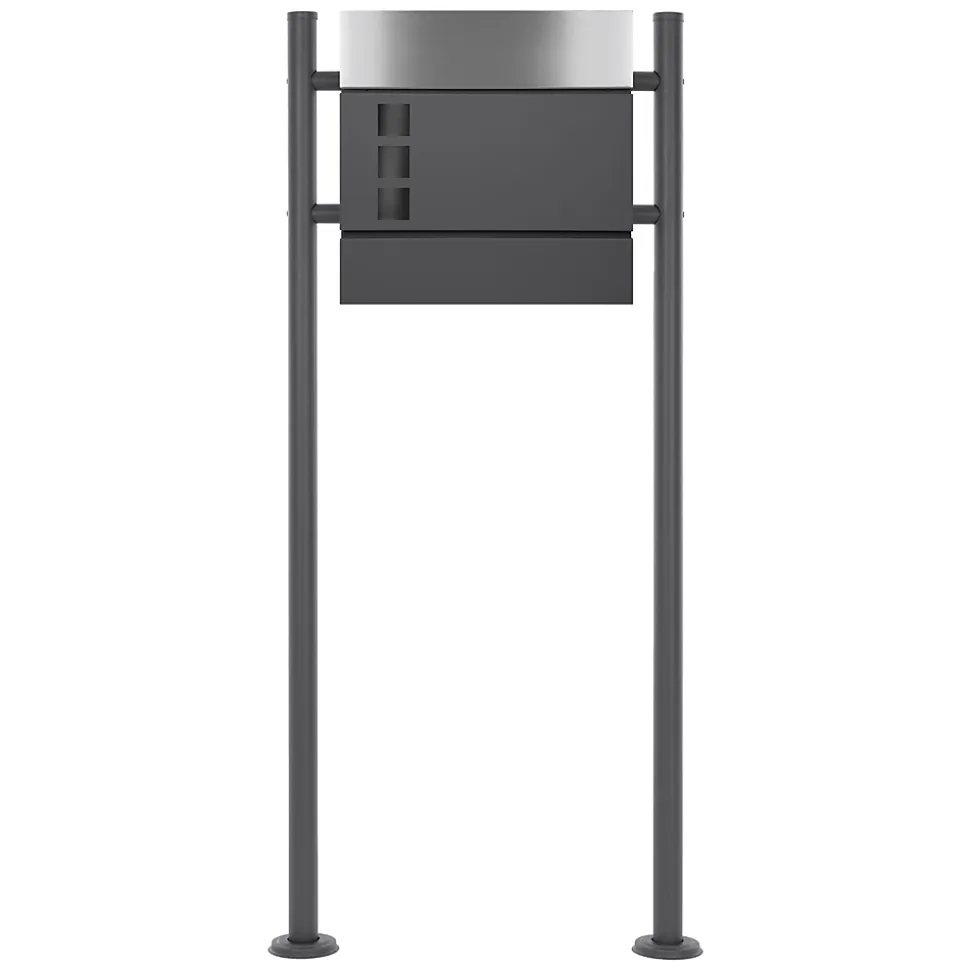 Boîte aux lettres avec support boîte postale anthracite/argent sur pieds +2 clés