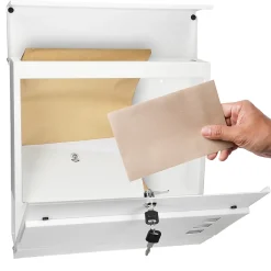 Boîte aux lettres avec support mailbox blanc moderne avec 2 clés incluses