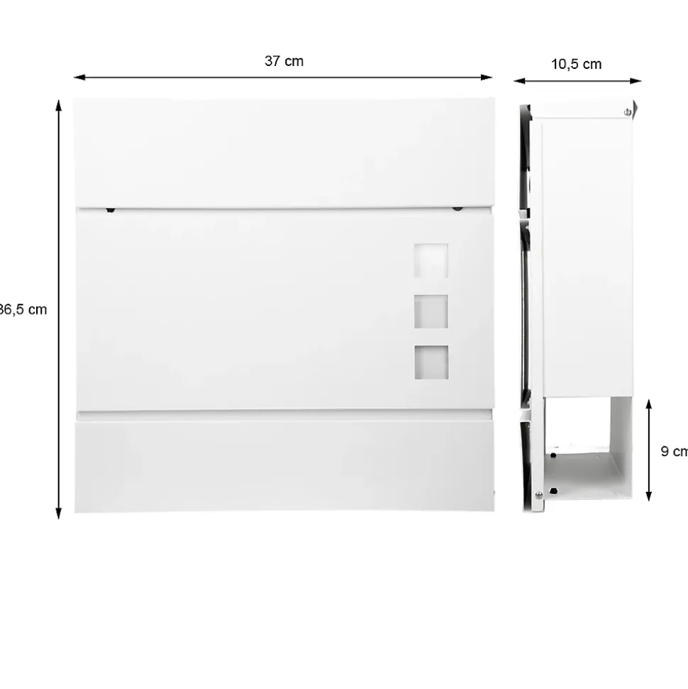 Boîte aux lettres avec support mailbox blanc moderne avec 2 clés incluses