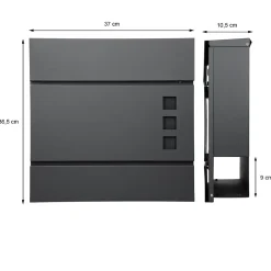 Boîte aux lettres avec support mailbox anthracite moderne avec 2 clés incluses