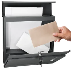 Boîte aux lettres avec support mailbox anthracite moderne avec 2 clés incluses