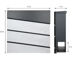 Boîte aux lettres en acier optique marbre blanc murale moderne + 2 clés inclus