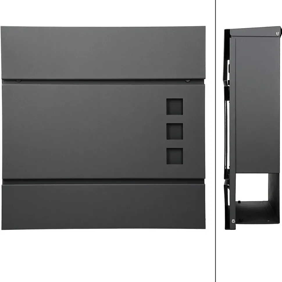 Boîte aux lettres moderne anthracite + compartiment à journaux 2 clés en acier
