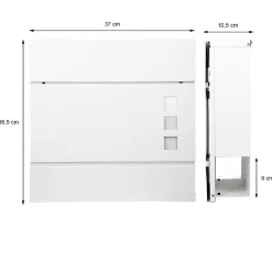 Boîte aux lettres moderne blanc avec compartiment à journaux en acier 2 clés