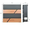 Boîte aux lettres moderne en acier anthracite imitation bois murale avec 2 clés