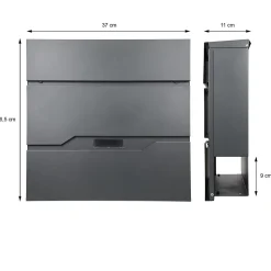 Boîte aux lettres murale anthracite avec 2 clés compartiment à journaux moderne