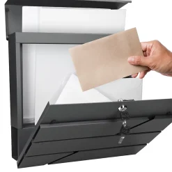 Boîte aux lettres murale anthracite avec 2 clés compartiment à journaux postale