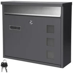 Boîte aux lettres murale avec porte-journaux acier inoxydable anthracite moderne