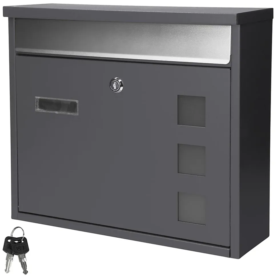 Boîte aux lettres murale avec porte-journaux acier inoxydable anthracite moderne