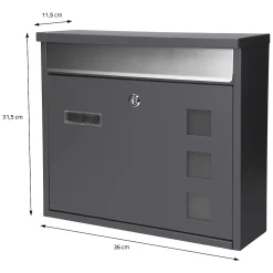 Boîte aux lettres murale avec porte-journaux acier inoxydable anthracite moderne