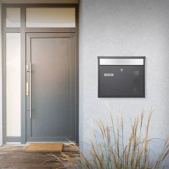 Boîte aux lettres murale avec porte-journaux acier inoxydable anthracite moderne