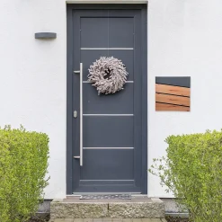Boîte aux lettres murale anthracite design bois avec 2 clés inclus 11x37x26,5 cm
