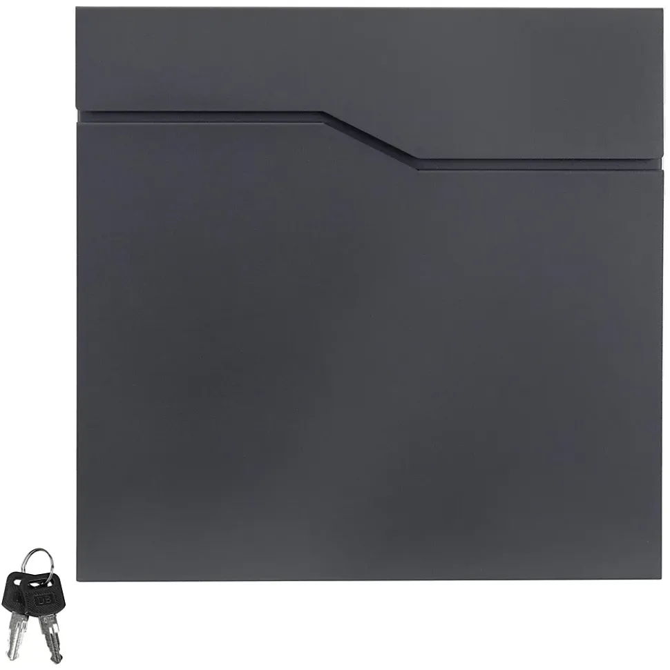 Boîte aux lettres murale en acier anthracite avec rouleau à journaux 37x37x11 cm