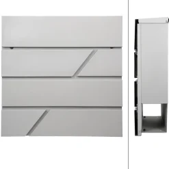 Boîte aux lettres murale gris clair avec 2 clés compartiment à journaux postale