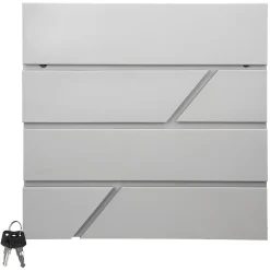 Boîte aux lettres murale gris clair avec 2 clés compartiment à journaux postale
