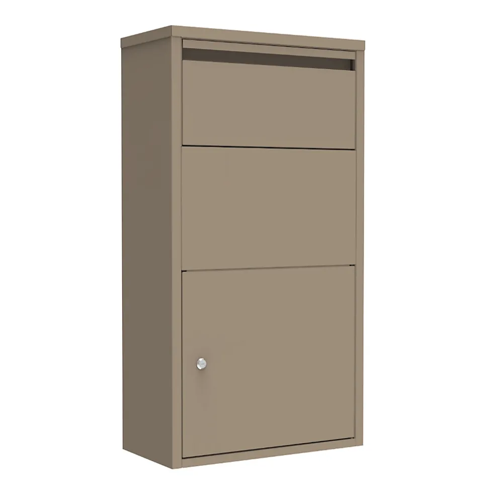 Boîte aux lettres murale taupe en acier galvanisé avec cylindre de sécurité et 2 clés