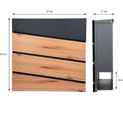 Boîte aux lettres sur pieds boîte postale anthracite et design bois avec support