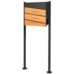 Boîte aux lettres sur pieds boîte postale anthracite et design bois avec support