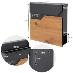 Boîte aux lettres sur pied boîte postale anthracite/aspect bois avec support